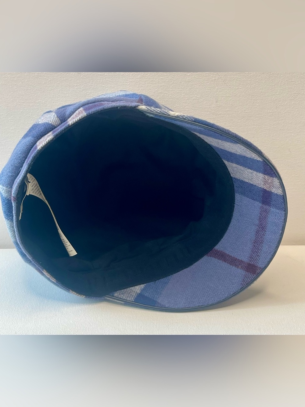 EUC AUTHENTIC BURBERRY WOOL/CASHMERE NEWSBOY HAT SIGNATURE PLAID MUTED BLUE SZ M - Picture 8 of 12
